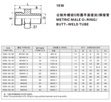 焊接式管接頭—公制外螺紋O形圈平面密封/英雄管外螺紋