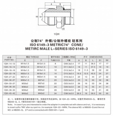 擴口式管接頭—公制74°外錐/公制外螺紋 輕系列