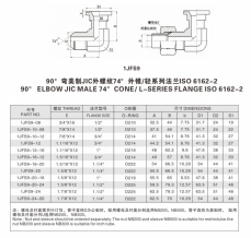 法蘭接頭—90°彎美制JIC外螺紋74°外錐/輕系列法蘭ISO 6162-2
